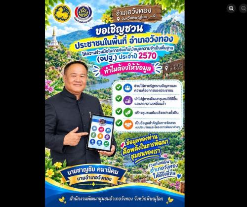  สพอ.วังทอง จังหวัดพิษณุโลก ประชาสัมพันธ์เปิดระบบโปรแกรม Smart BMN ปี 2570